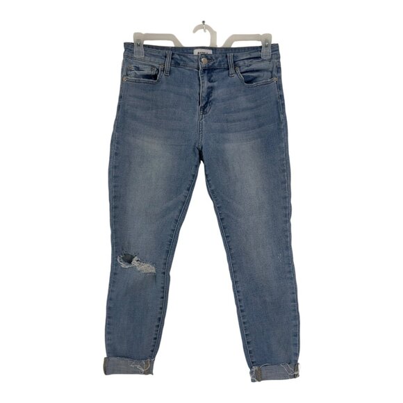 Pistola Distressed Light Wash Denim Cuffed Skinny Jeans Womens Size 29 Cotton Bl - Picture 13 of 13
